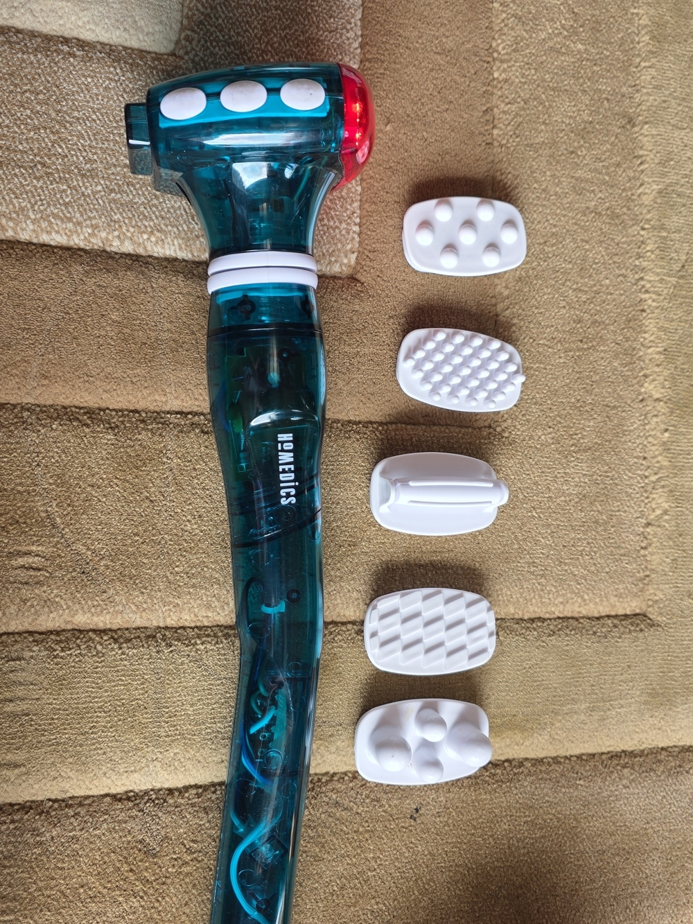 Handheld Massager with 5 Attachments - Teal & White